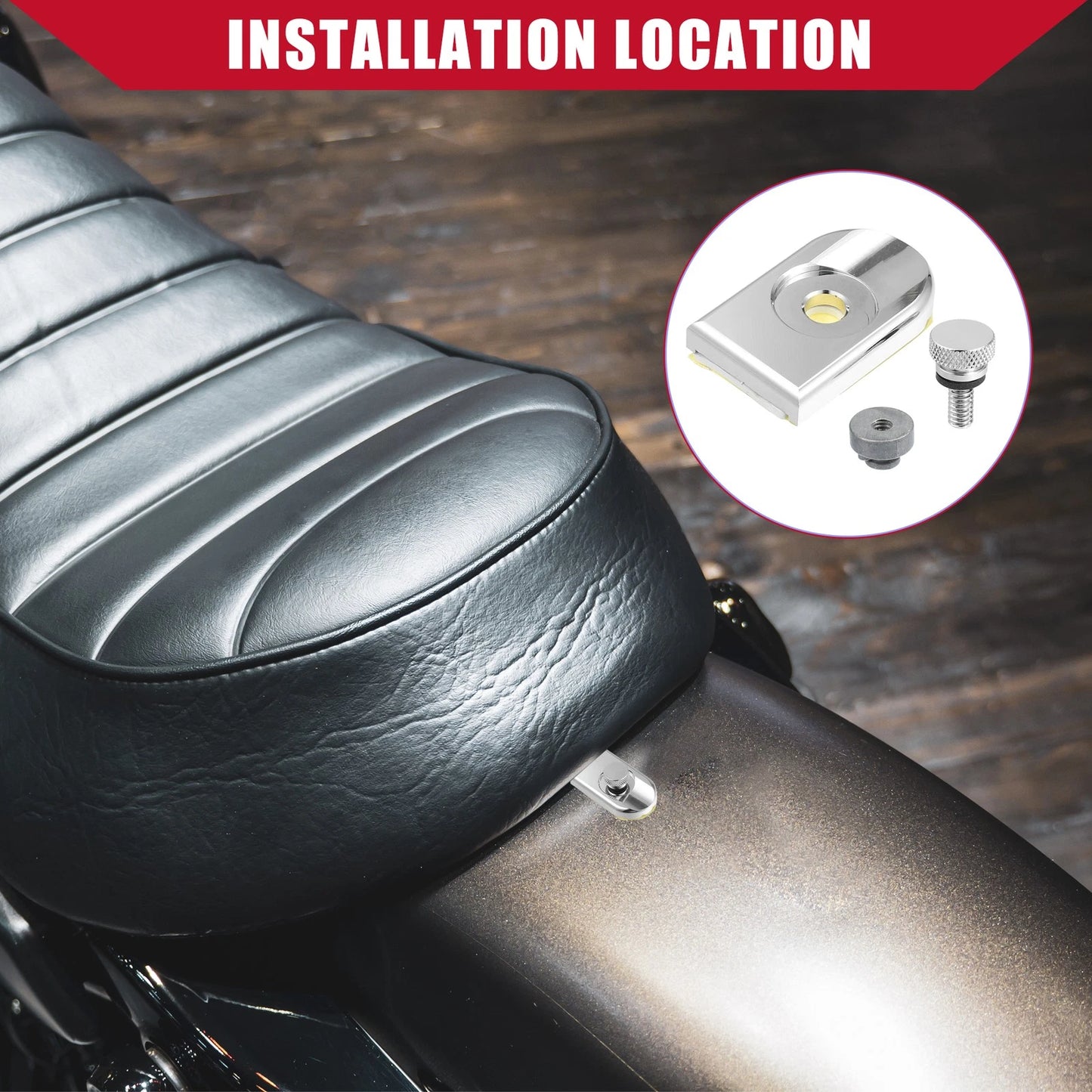 Seat Bolt Screw Set with Cover Nut Silver Tone for Harley Davidson