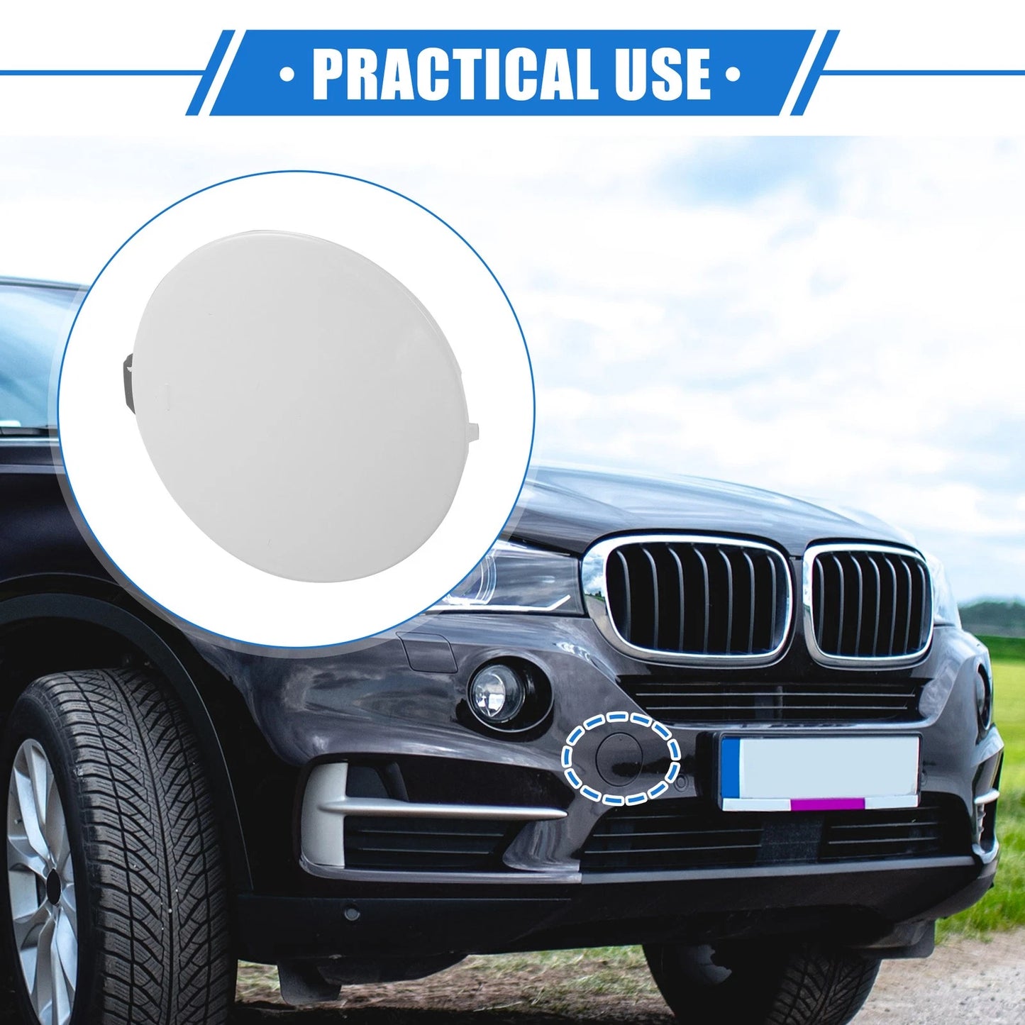 Front Right Bumper Tow Hook Cover for BMW X5 (2016-2018) White
