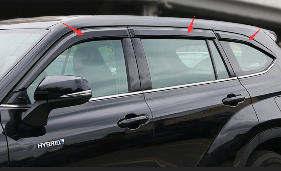 Black Window Vent Visor Shade Rain Cover for Toyota Highlander (2020-2023)