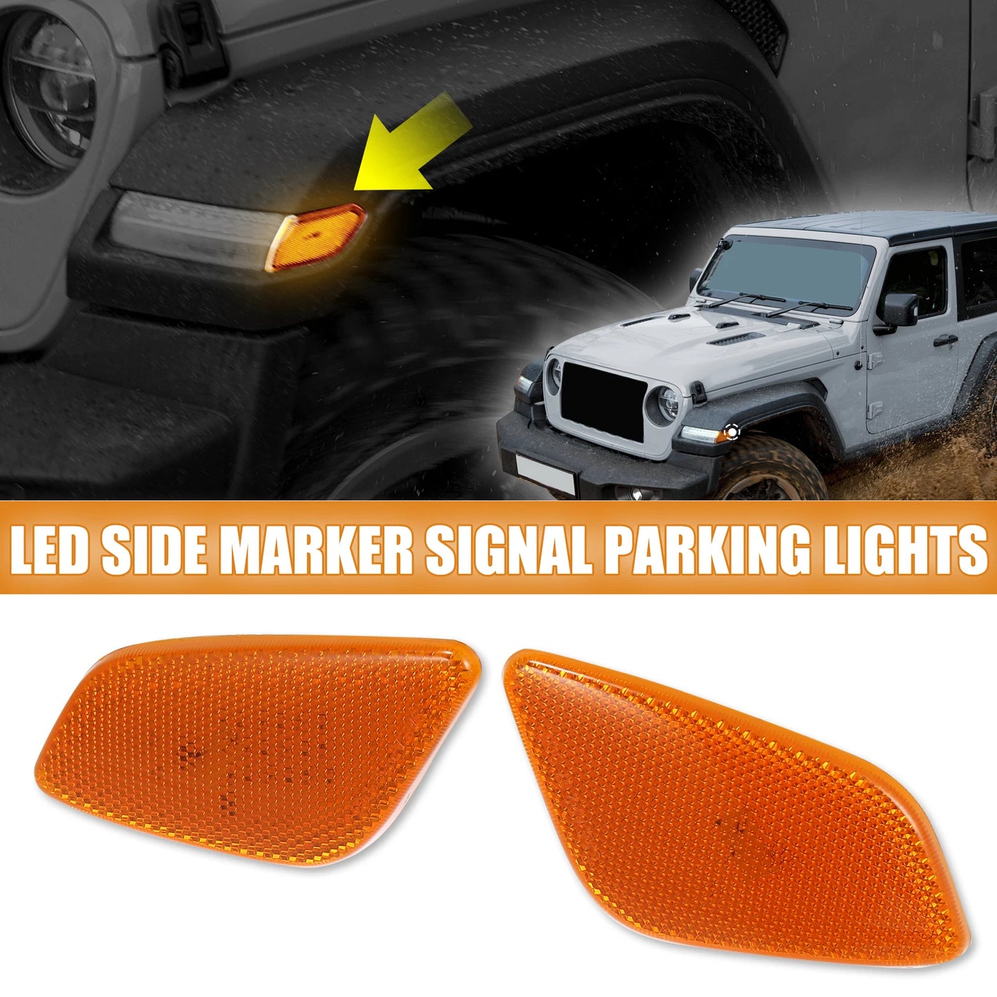 Exterior LED Side Marker Fender for Jeep Wrangler TJ (1997-2006) - Yellow Light