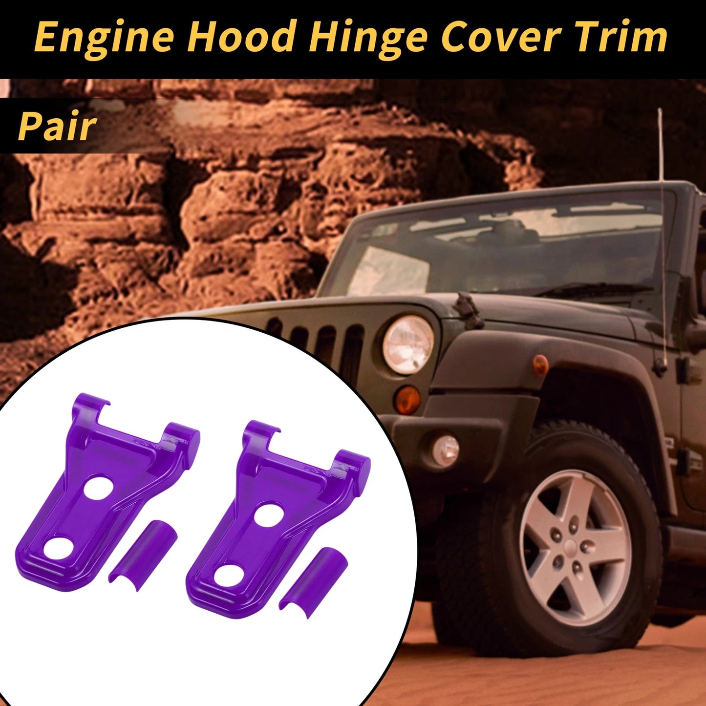 Engine Hood Hinge Covers for Jeep Wrangler JL JLU 2018-2024 - Plastic Purple