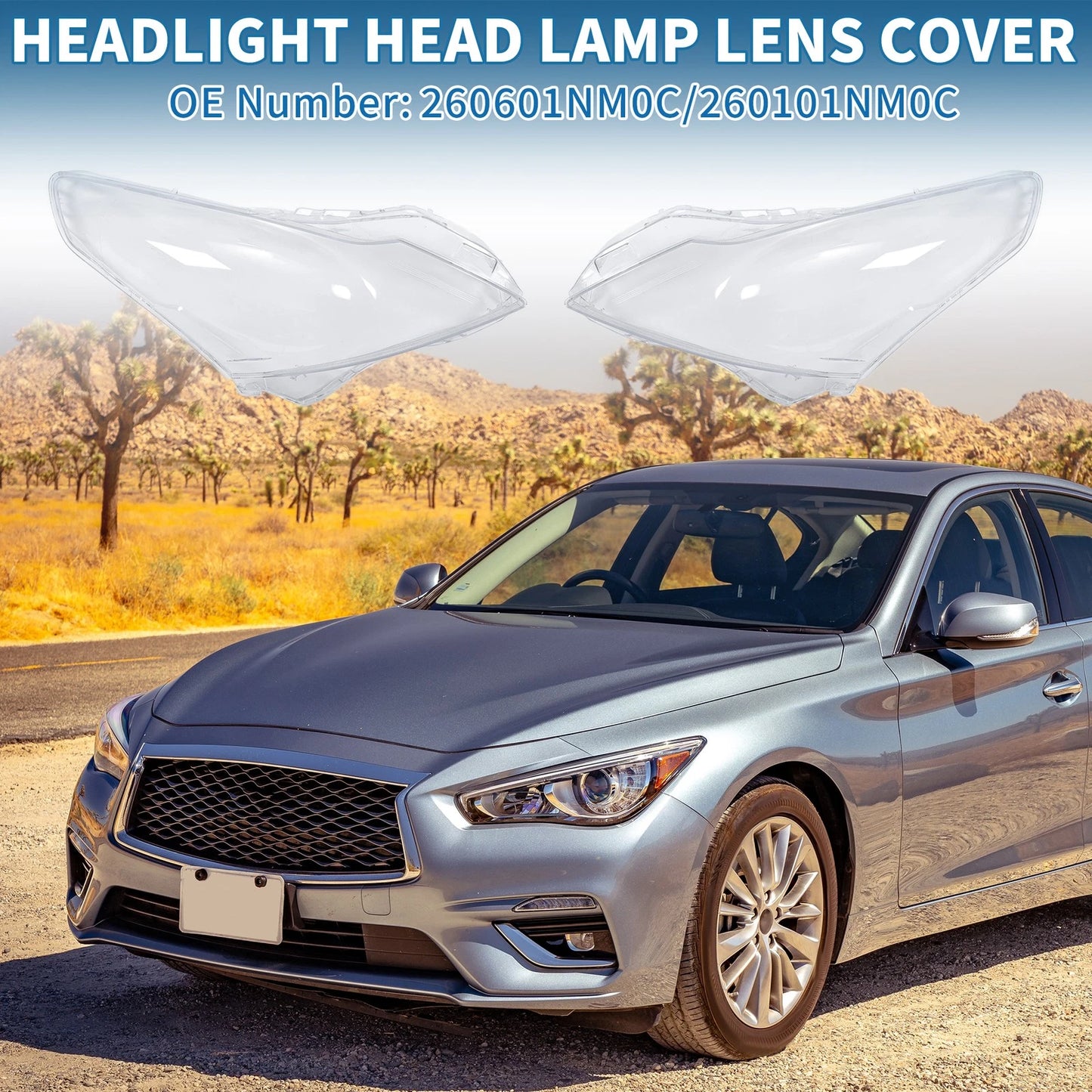 1 Pair Front Left Right Headlight Lens Covers for Infiniti G37 (2007 - 2013)