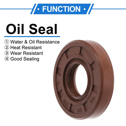 Oil Seal 15x35x7mm Brown 2 x Seal Ring Shaft Seal FKM Rubber for Make Model