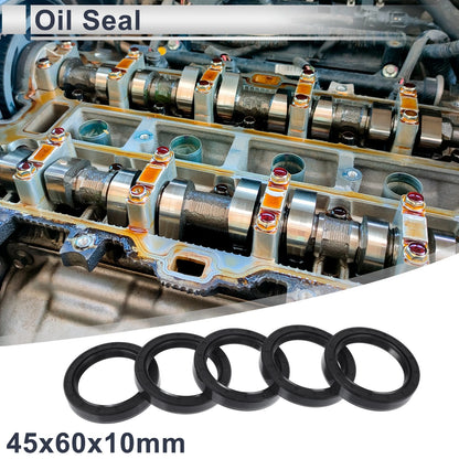 Oil Seal Rotary Shaft Seal NBR Rubber 45x60x10mm Black 5 Pcs