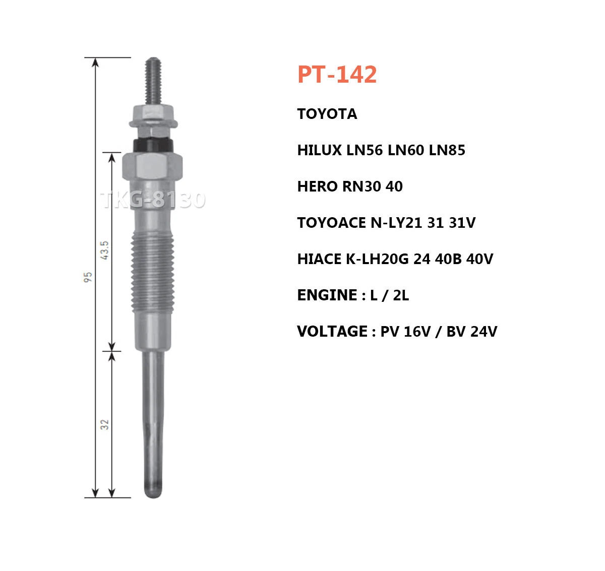 4 x Glow Plugs for Toyota Hiace, Hilux, Surf, Toyoace (1985-2005)