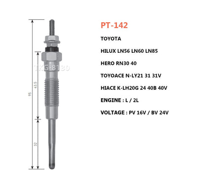 4 x Glow Plugs for Toyota Hiace, Hilux, Surf, Toyoace (1985-2005)