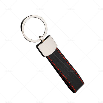 Black Metal & PU Leather Key Ring Keychain for Universal Use