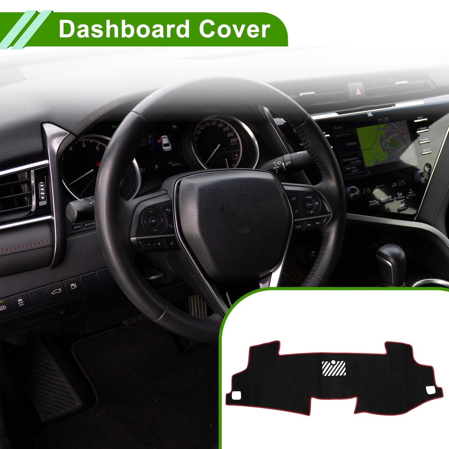 Dashboard Cover Mat for Toyota Camry 2017-2024 Sun Protector Black Red