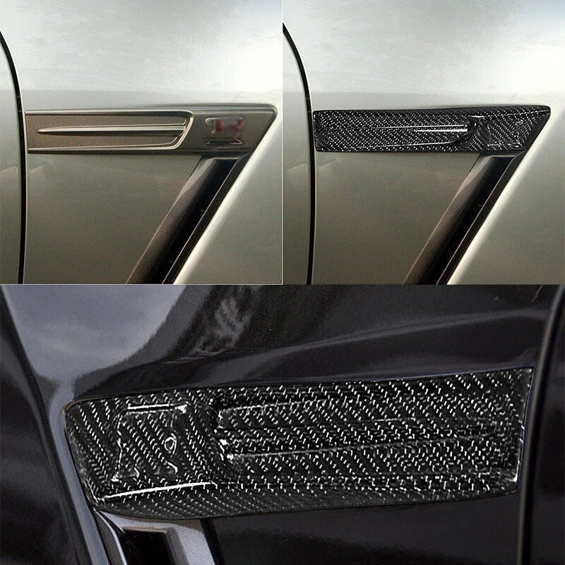 Real Carbon Fiber Side Fender Cover Trim Fit For Nissan GT-R R35 2009-2013