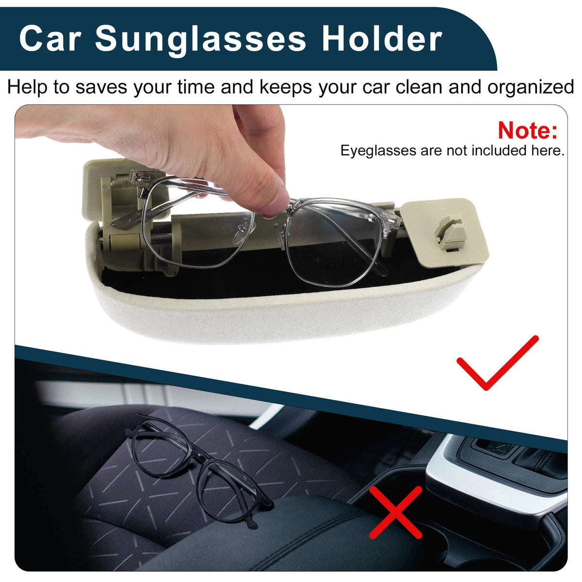 Sunglasses Case for BMW X3 Eyeglasses Holder Storage Box Suede Beige (2021-2023)