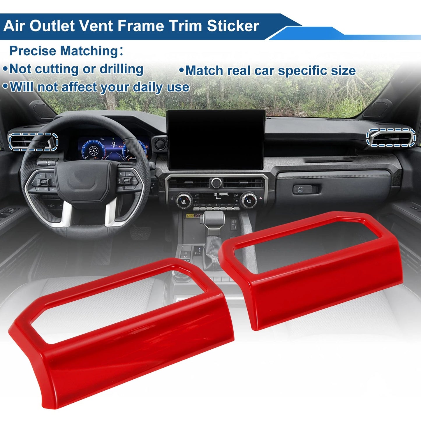 Air Condition Outlet Vent Trim Cover Frame for Toyota Tacoma (2024-2025)  Red
