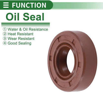 Oil Seal 14x28x8mm Brown Fluorine Rubber Seal Ring for Rotary Shaft 5 Pcs