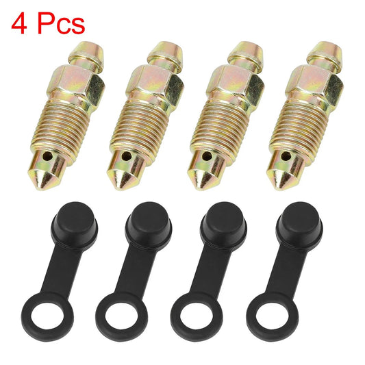 4Pcs / M10x1mm Banjo Bolt Bleeder Screw with Cap for Motorcycle