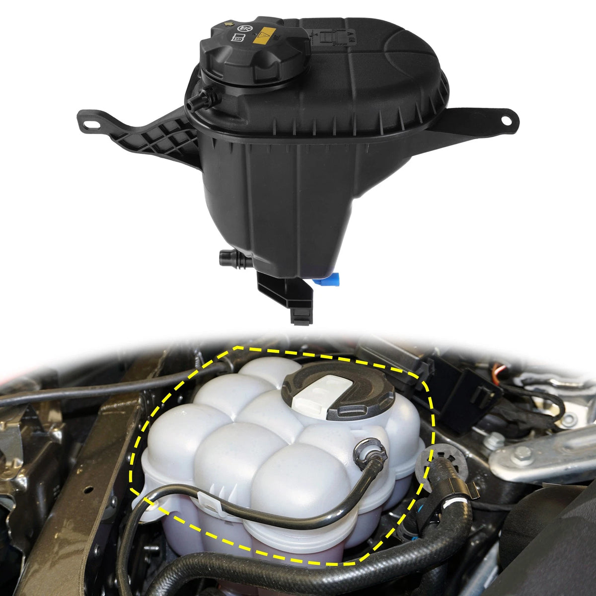 Coolant Radiator Reservoir Tank with Cap & Sensor for BMW F10 528i (2011-2017)