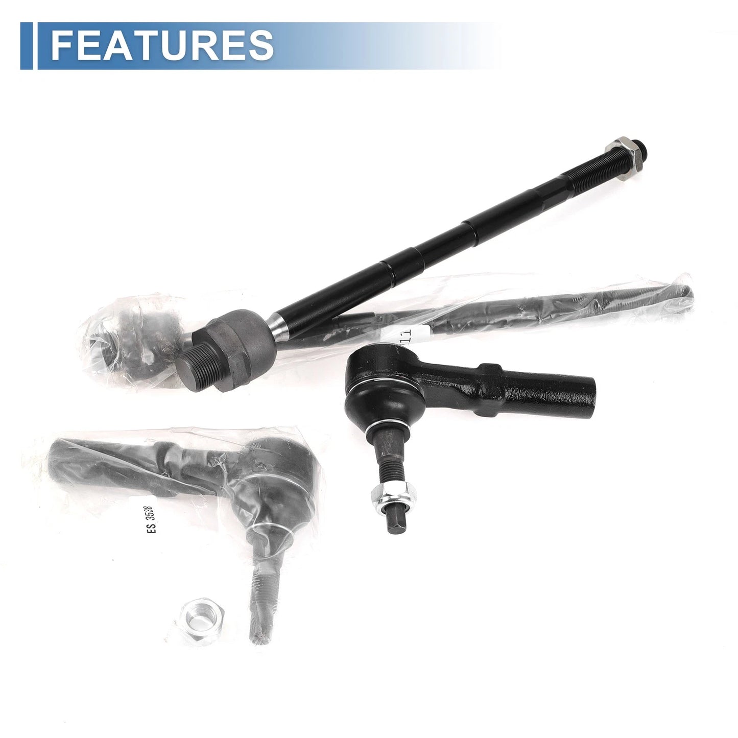 4 x Front Inner Outer Tie Rod End Link Kit for Dodge Ram 2500 (2003 - 2010)