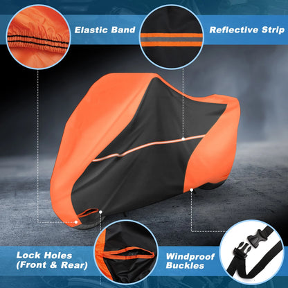 Outdoor Waterproof Motorbike Motorcycle Cover All Weather Protector Orange 220cm