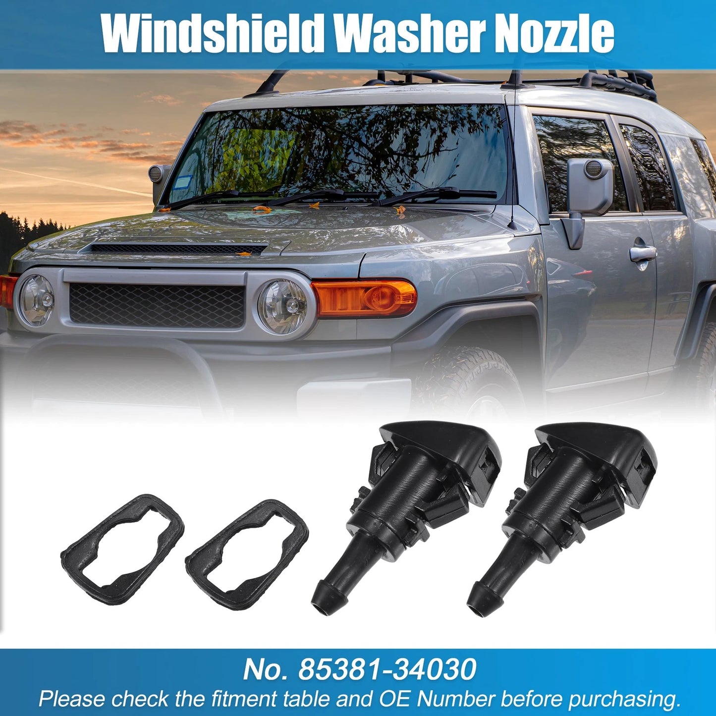 Windshield Washer Nozzles 2 x Spray Jets for Toyota