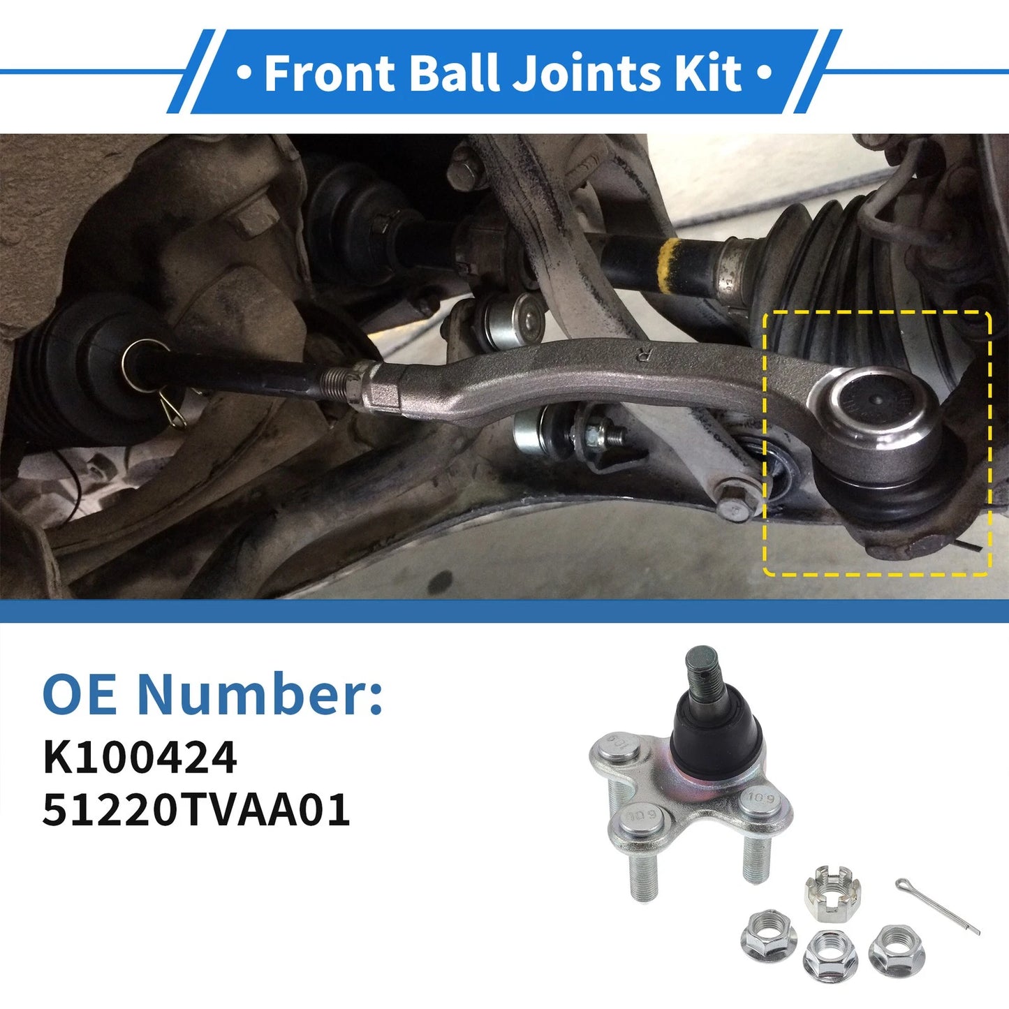 2 x Front Lower Ball Joints for Honda Accord (2018-2024)