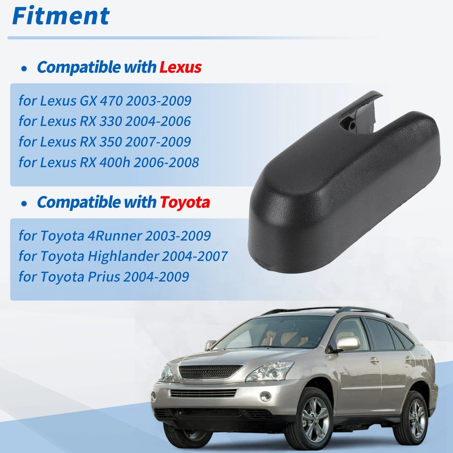 Rear Wiper Arm Nut Cover for Lexus GX470 RX330 Toyota 4Runner (2003-2009)