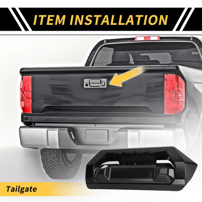 Carbon Fiber Pattern Rear Handle Bezel Trim for Toyota Tundra (2022–2024)