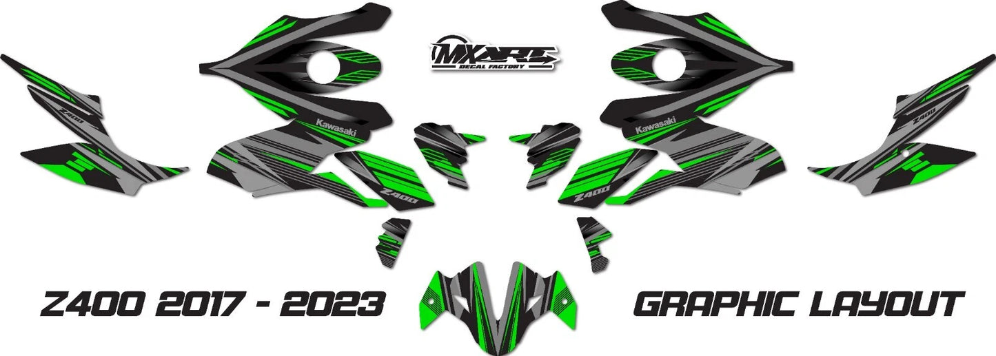 Z400 Graphics Decals for Kawasaki 2017-2023 Strike Style Stickers