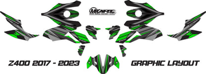Z400 Graphics Decals for Kawasaki 2017-2023 Strike Style Stickers