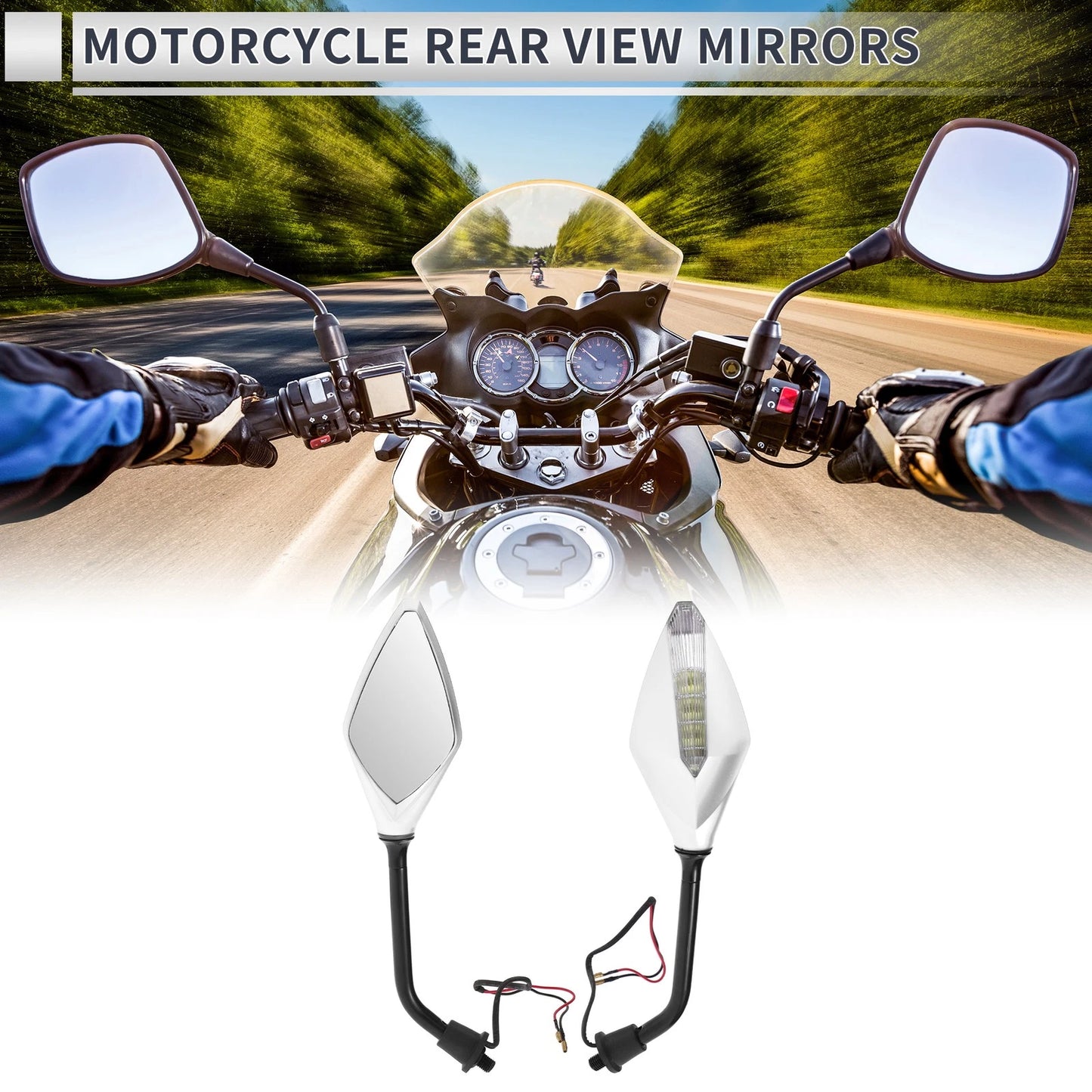 Rear View Mirrors / Handlebar Mirrors for M10 Black White Iron Plastic