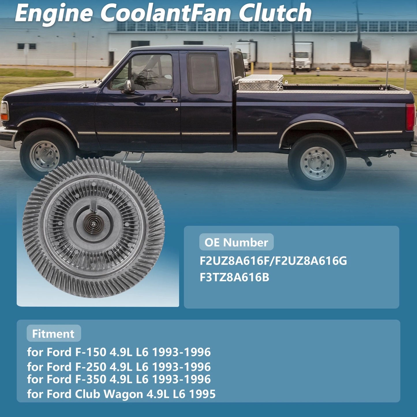 Engine Cooling Fan Clutch for Ford F-150 F-250 F-350 4.9L (1993-1996)