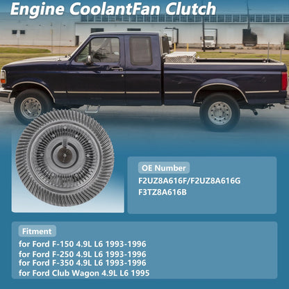 Engine Cooling Fan Clutch for Ford F-150 F-250 F-350 4.9L (1993-1996)