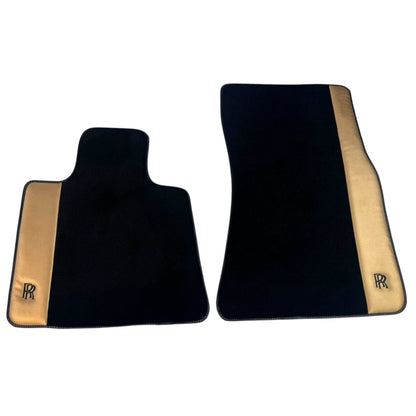 AutoWin Black Floor Mats for Rolls Royce Wraith (2013-2023) | Gold Leather