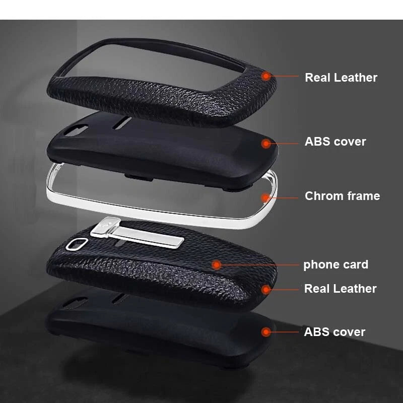 Leather Remote FOB Key Cover Keyless Bag w Keychain for BMW 1 3 4 5 6 X1 X3