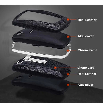 Leather Remote FOB Key Cover Keyless Bag w Keychain for BMW 1 3 4 5 6 X1 X3