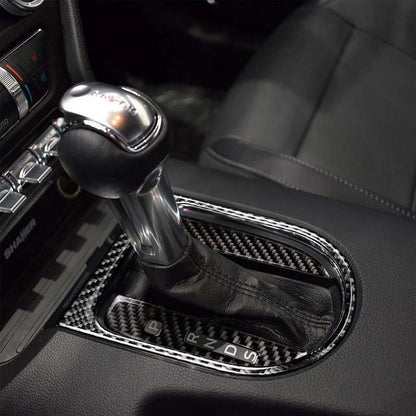 Carbon Fiber Interior Gear Shift Surround Cover Trim For Ford Mustang 2014-2019