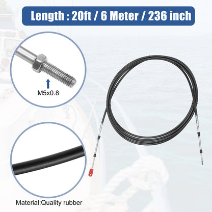 Marine Throttle Shift Control Box Cable 20ft 236 Inch for Make Model