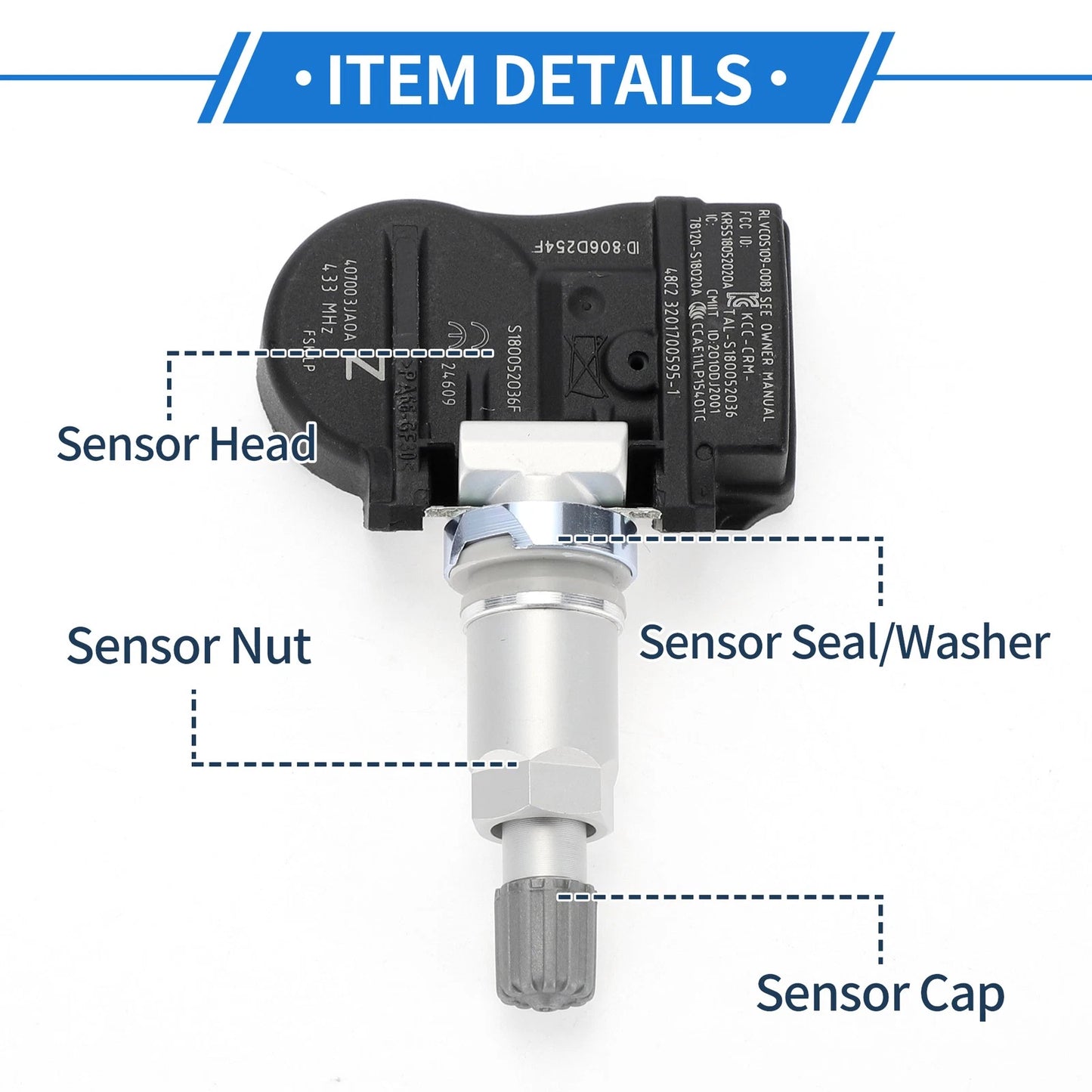 Tire Pressure Sensor 433MHz for Nissan Altima (2013-2018) 1 x Pcs