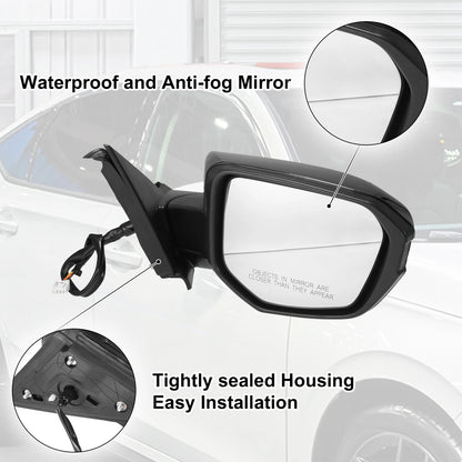3 Pin Right Side Door Mirror Assembly Black for Honda Civic (2016-2021)