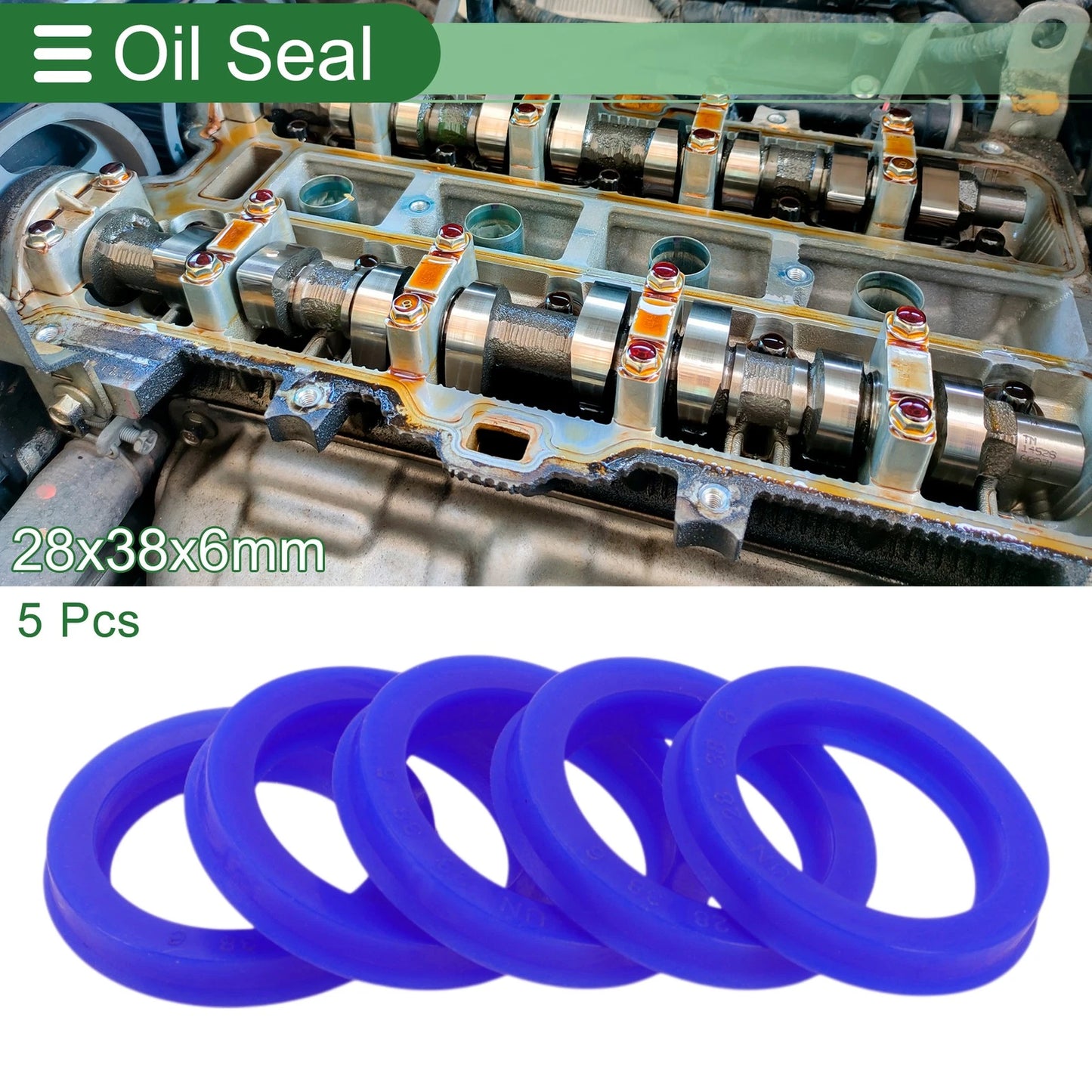 Oil Seal Rotary Shaft Seal TPU 28x38x6mm High Pressure Blue 5 Pcs