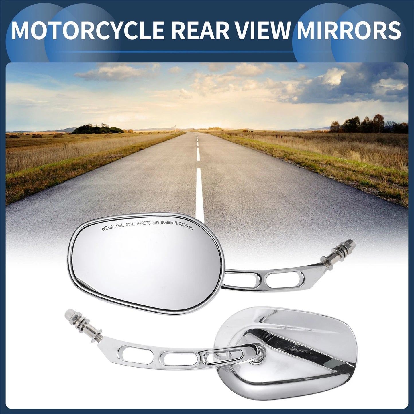 Set Chrome Silver Tone Rear View Mirrors for Harley Dyna Road King (1994–2013)
