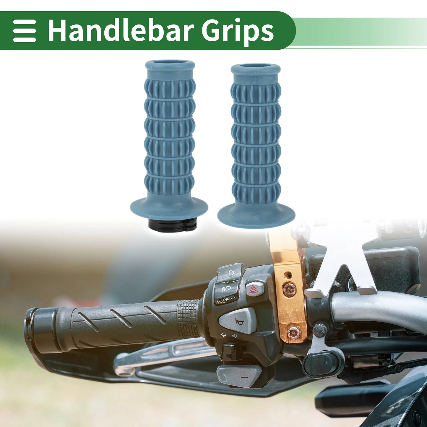25mm Motorcycle Hand Grips Cover Handlebar Cover TPU Gray Blue