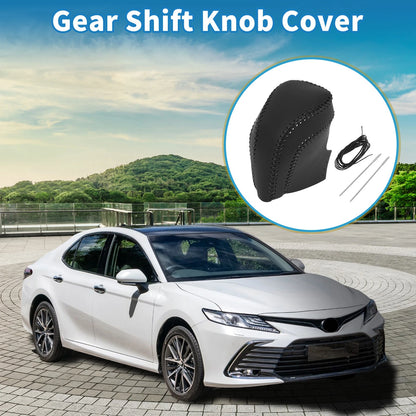 Car Gear Shift Knob Cover for Toyota Camry (2018-2024) Black Faux Leather