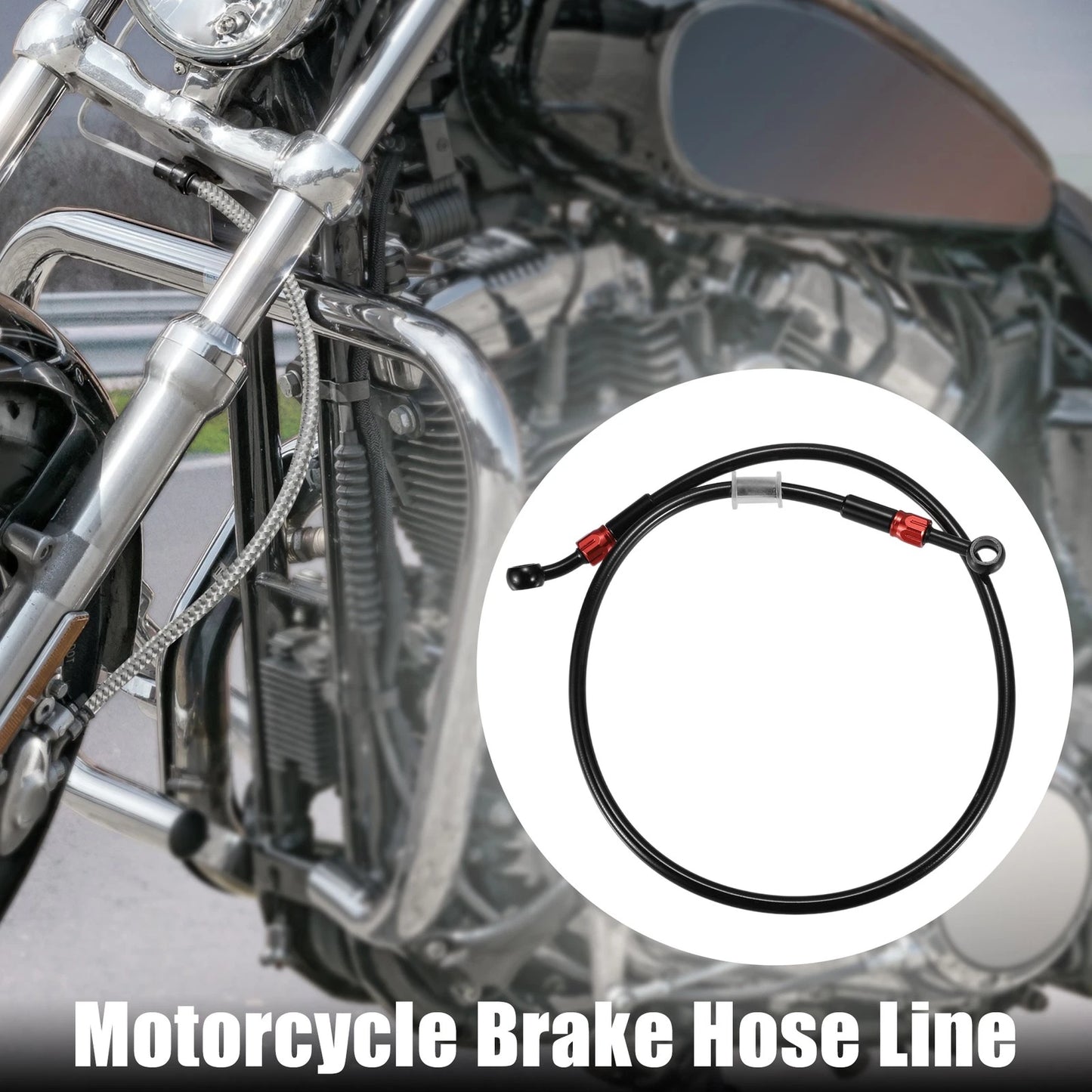 1 Set Motorcycle Hydraulic Brake Line Oil Hose Pipe 80cm Black Red