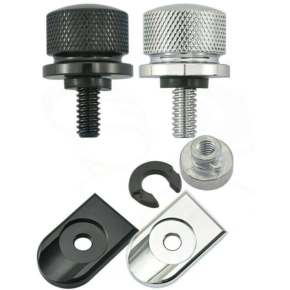 Black/Chrome Rear Fender Seat Bolt Tab Cover for Harley