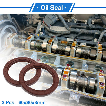 Oil Seal 60x80x8mm Brown 2x Shaft Seal FKM Rubber for MakeModel