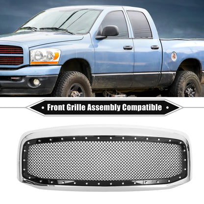 Front Grille Assembly for Dodge - Chrome Silver Tone Gloss Black