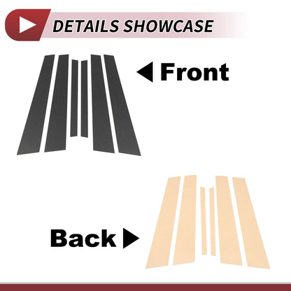 6 Pcs Door Pillar Window Trim for BMW 5-Series (2010-2014) Carbon Fiber Black