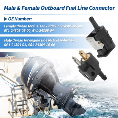 1/4" Marine Fuel Line Connector for Yamaha 6HP 8HP 9.9HP