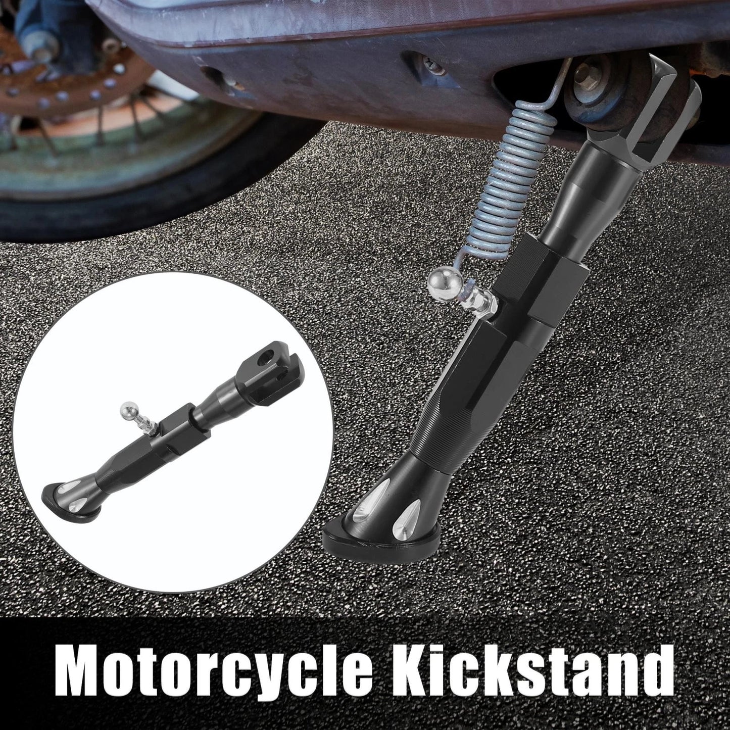 Kickstand Side Support Stand CNC Aluminum Alloy Black for Motorcycle