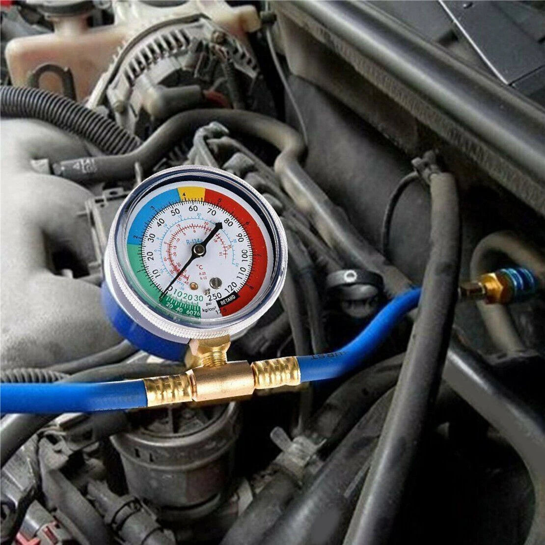 R134a AC Recharge Hose with Gauge for HVAC System