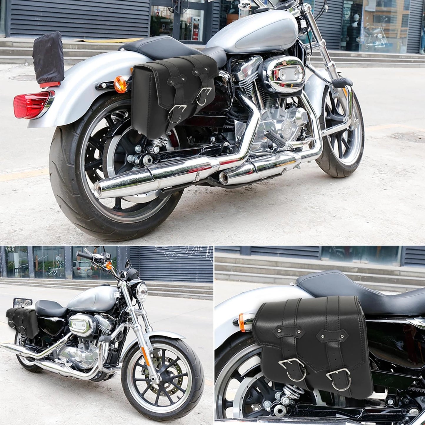 2 x Pair Saddlebag Pouch Waterproof Faux Leather for Universal Motorcycle