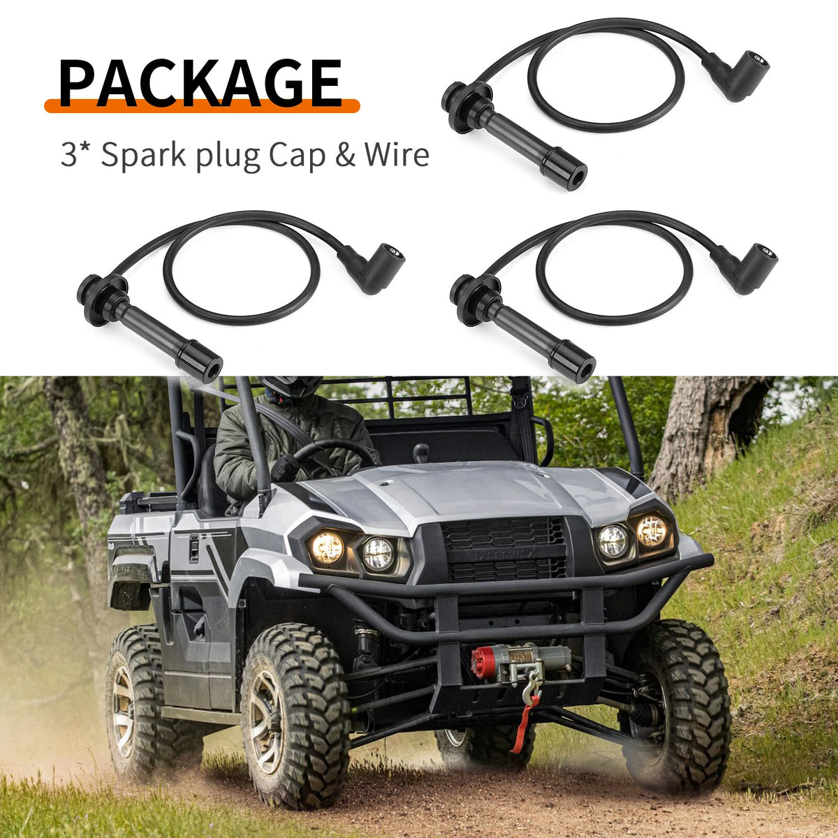 Spark plug Cap Wire for Kawasaki Mule PROFX/FXR/FXT KAF820 (2015–2023)